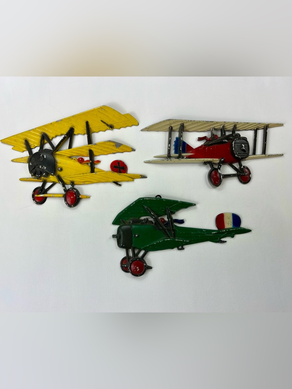 VTG 1975 Sexton Homco Cast Metal Airplane Wall Art Decor Plaques Set 3 Americana